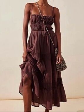 Free People Taking Sides Maxi Dress - Brown Medium